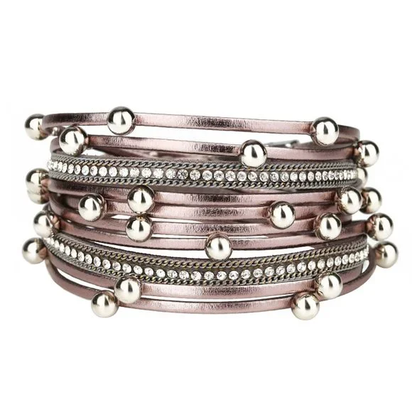 Women's Leather Cord Magnetic Buckle Bracelet - Picture 1 of 1